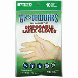 DISPOSABLE LATEX GLOVES 10 PK