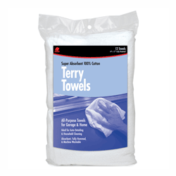 12PK WHITE TERRY TOWEL BAG